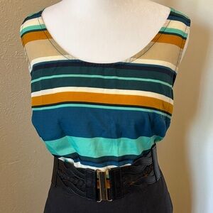 Striped Blues Sleeveless Blouse size L